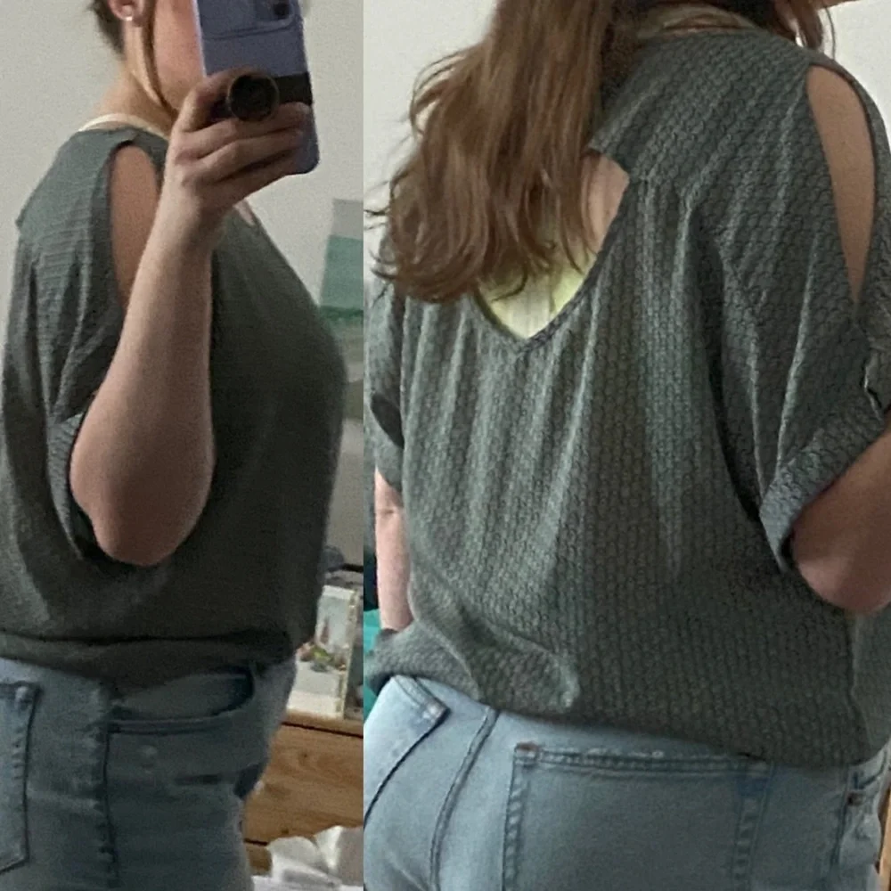 Sage Green Patterned Chiffon Blouse - Picture 9 of 12